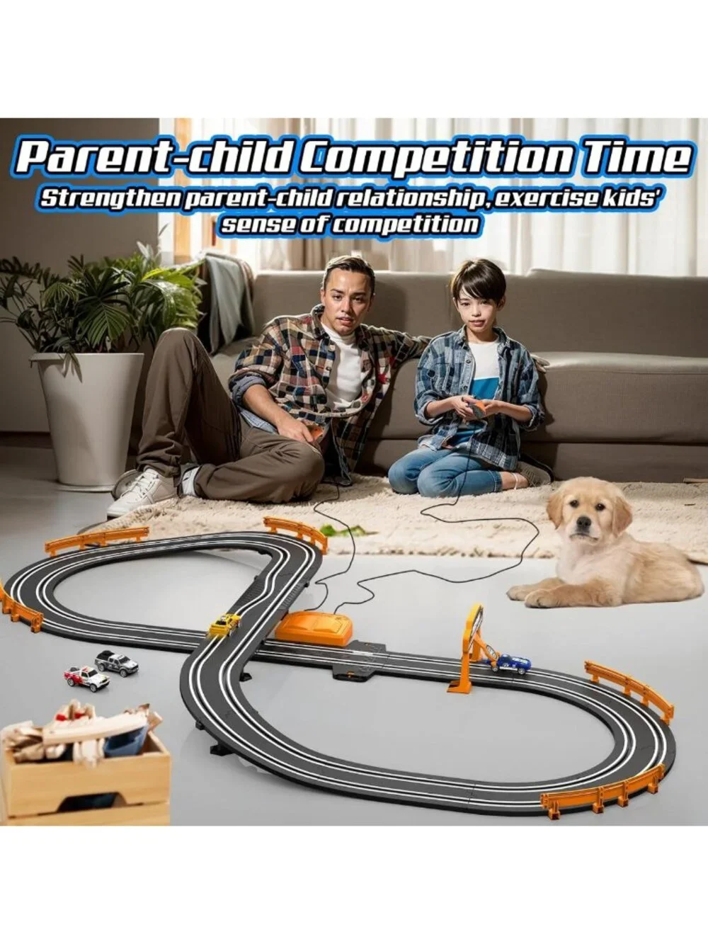 High-Speed Slot Car Race Track Set with 2 Cars, Dual Racing Game for Kids 4-12